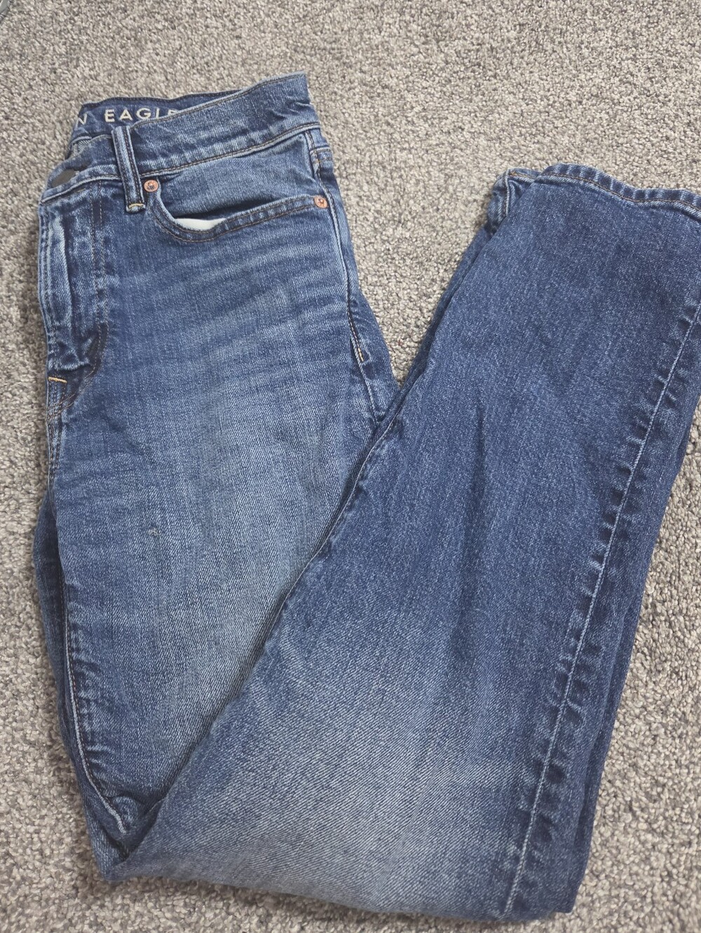 Aeo Men's Blue Straight-Leg Jeans - Eagle Logo